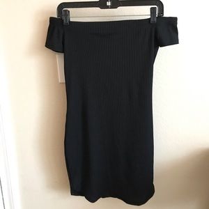 Off-Shoulder Ribbed Mini Dress
